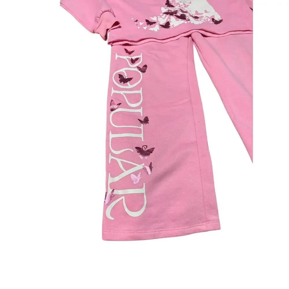 Wicked Paul Tazzwell collection 8 M pink wide leg sweatsuit popular motif euc